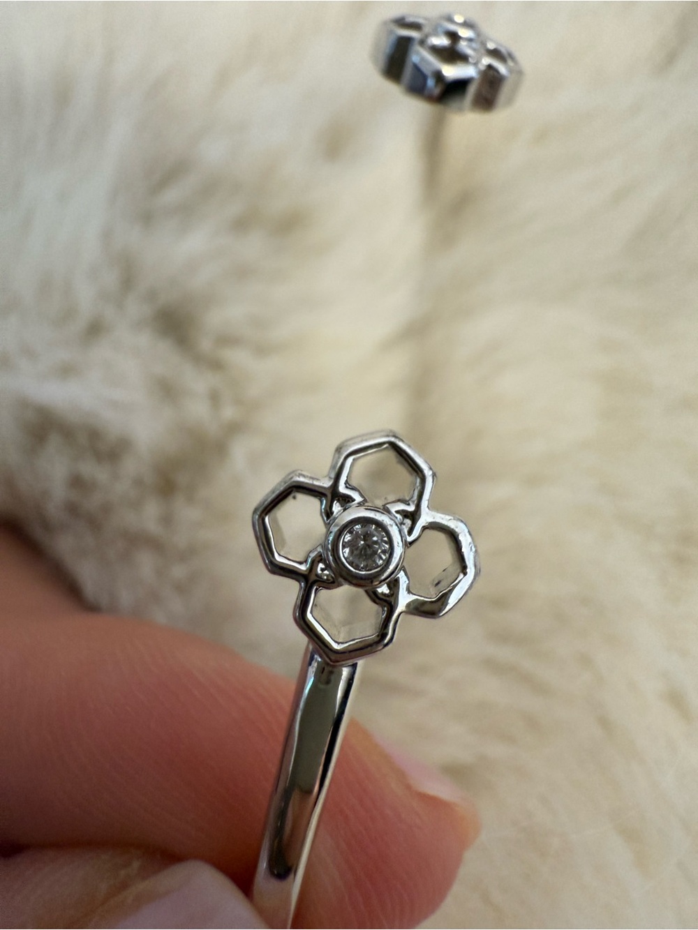 Kendra Scott Silver Floral Openwork Bracelet with Clear Stone